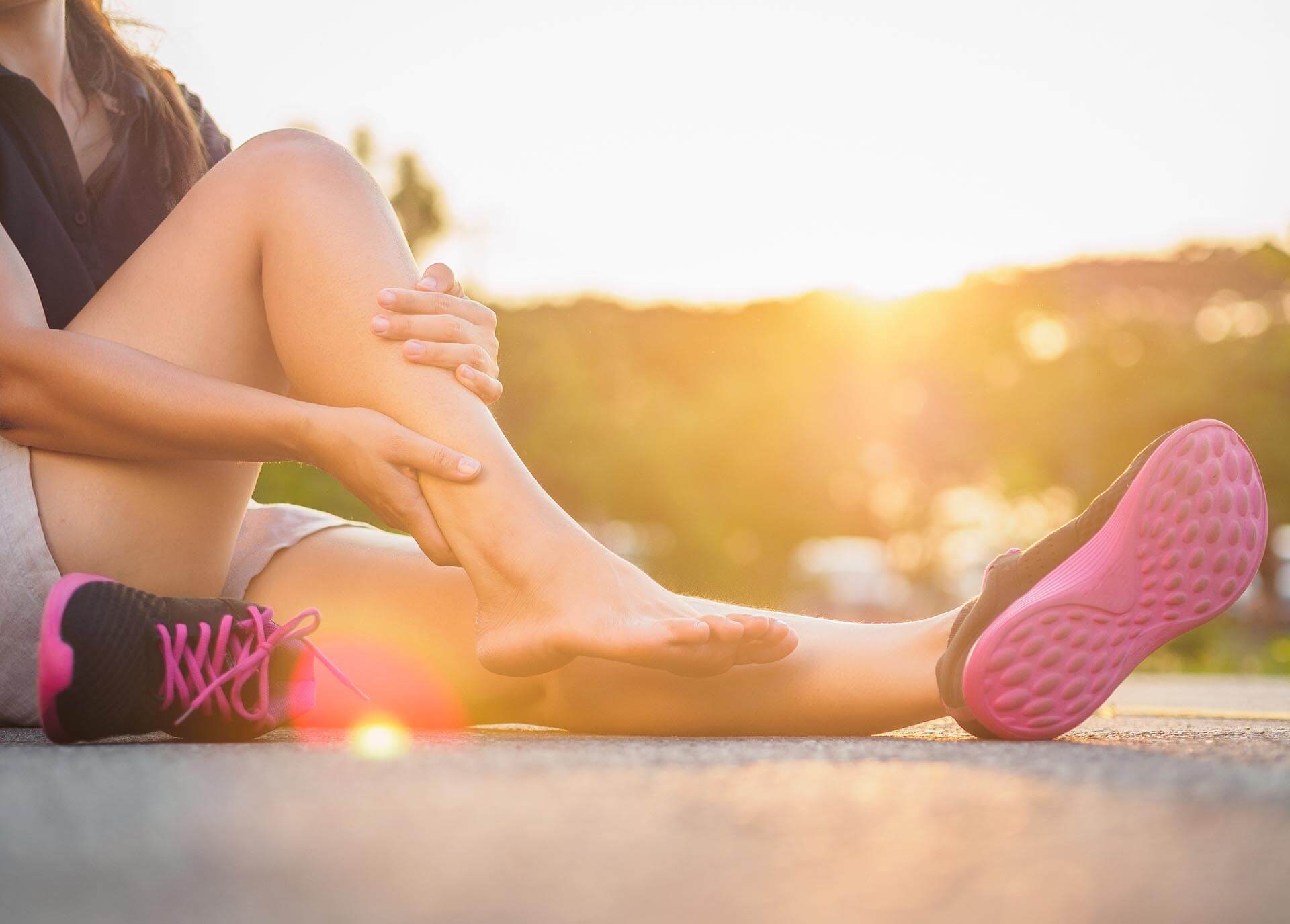 Runner with pulled or strained muscle or possible fracture